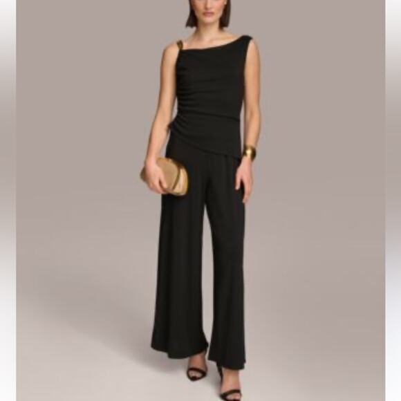 Donna Karan Pants - DONNA KARAN‎ NEW YORK nwt $169 hardware strap wide-leg pants jumpsuit 2 XS
